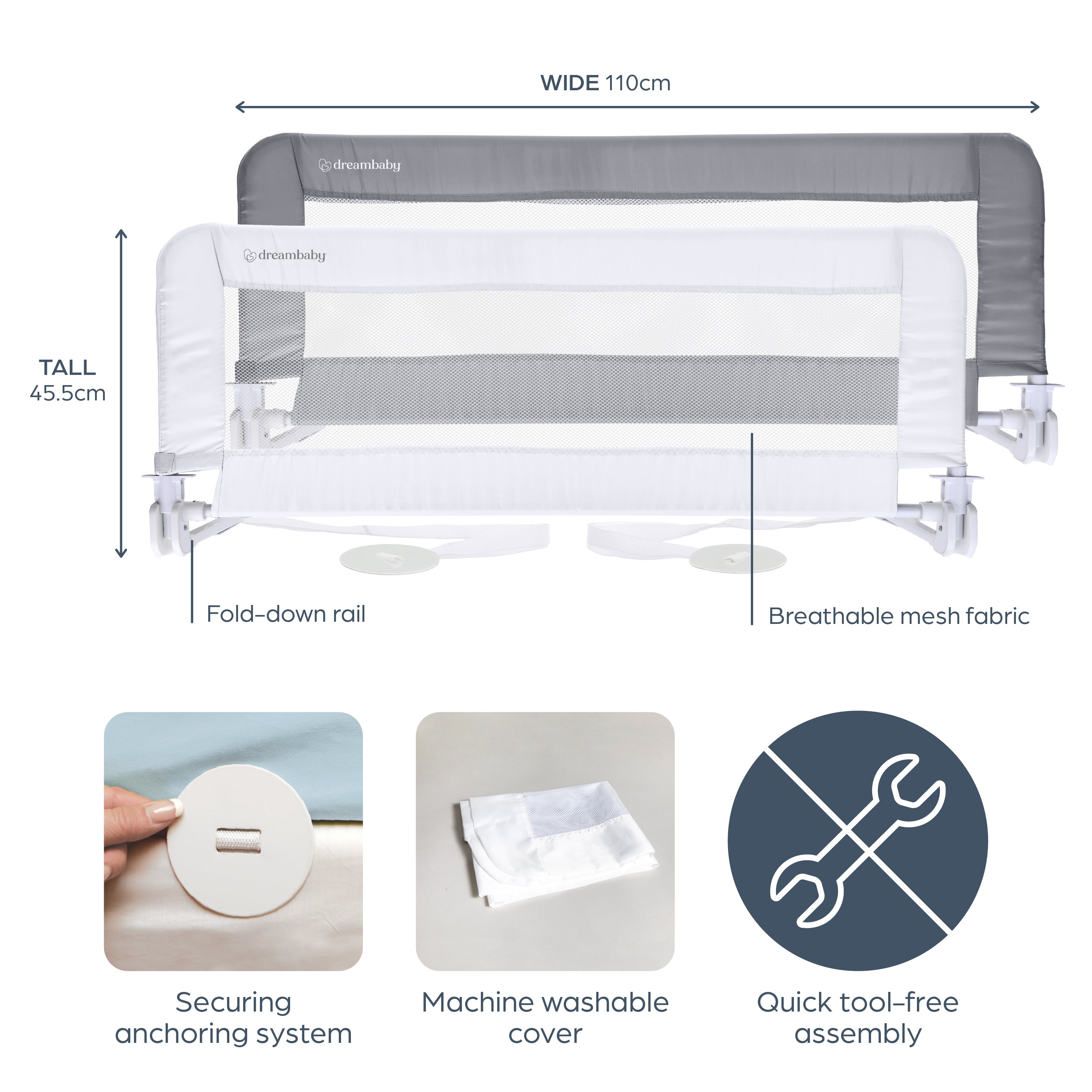 Prague Bed Rail - White