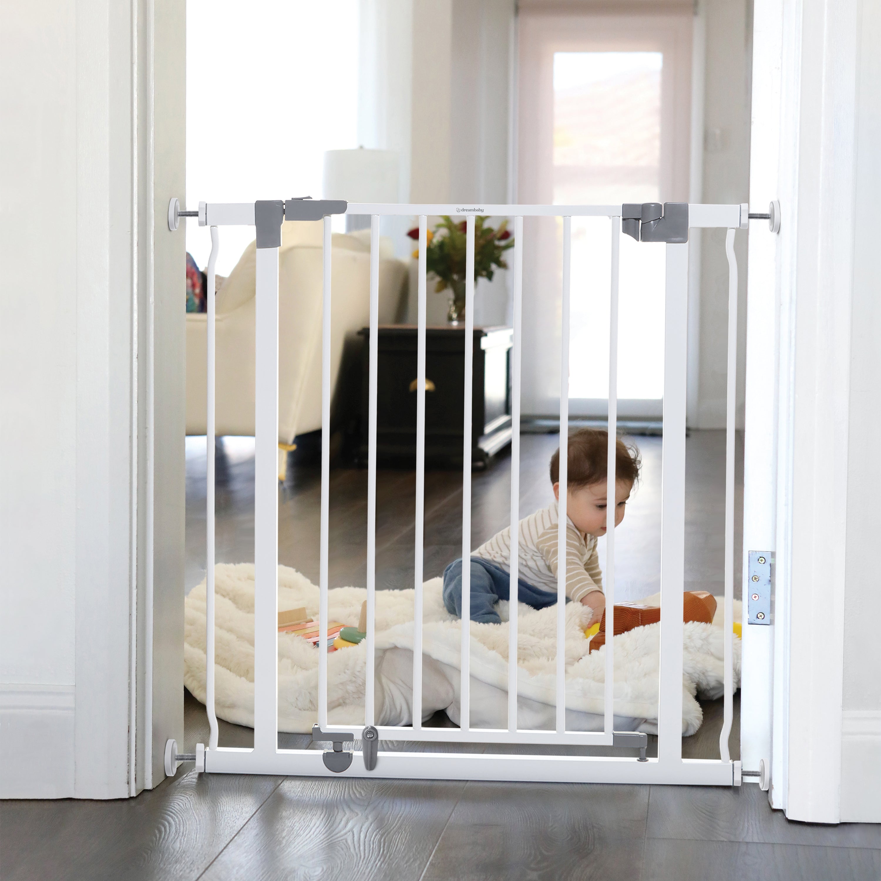 Liberty Security Gate With Smart Stay-Open Feature- White