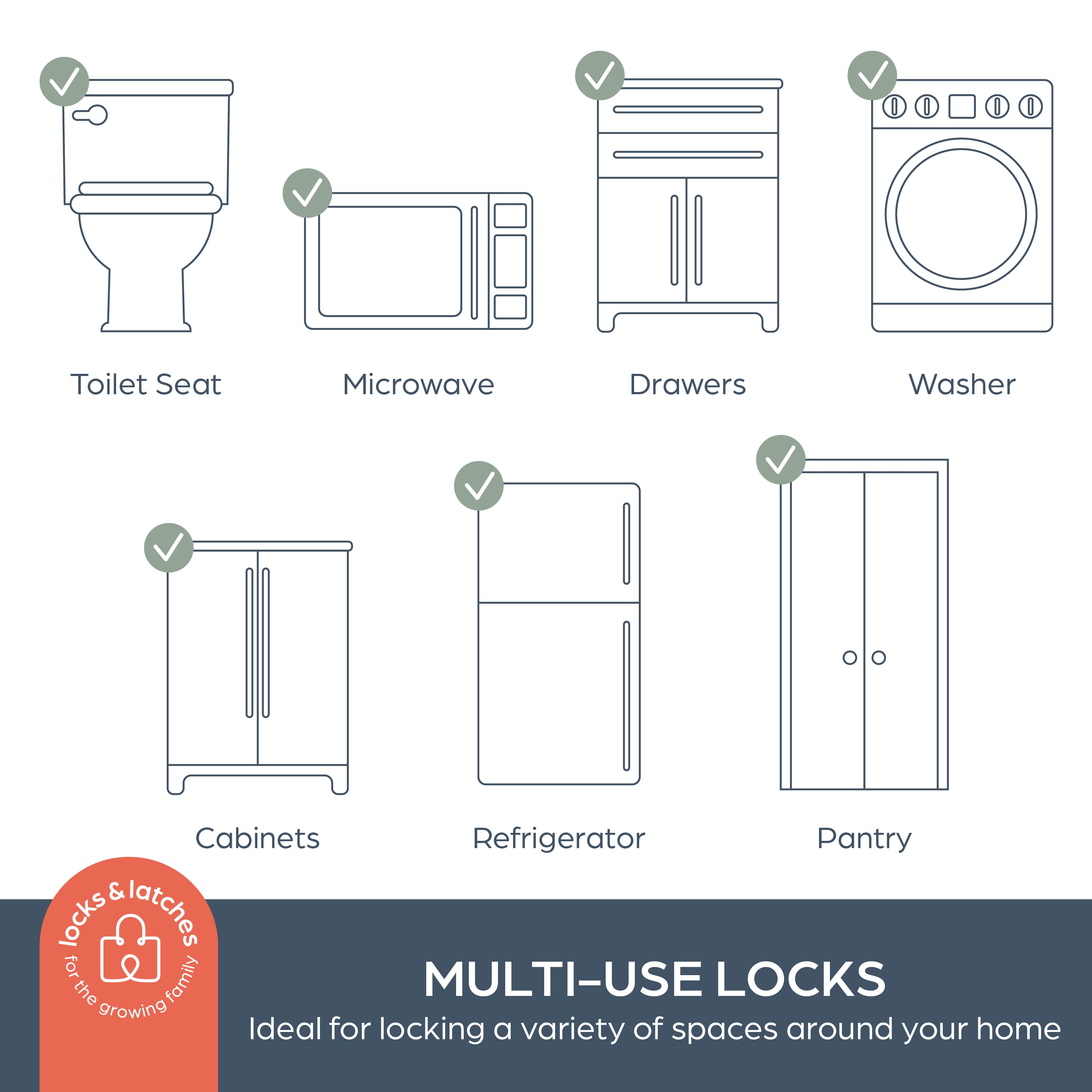 Twist ’N Lock® Multi-Purpose Adjusta-Latch® - 6 pack, White