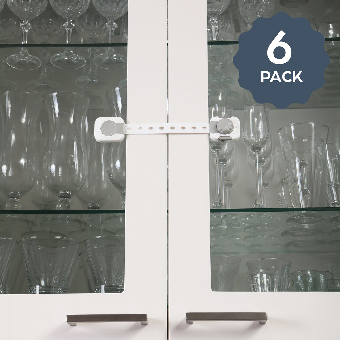 Twist 'N Lock®  Multi-Purpose Adjusta-Latch®  - 6 Pack, White / Grey