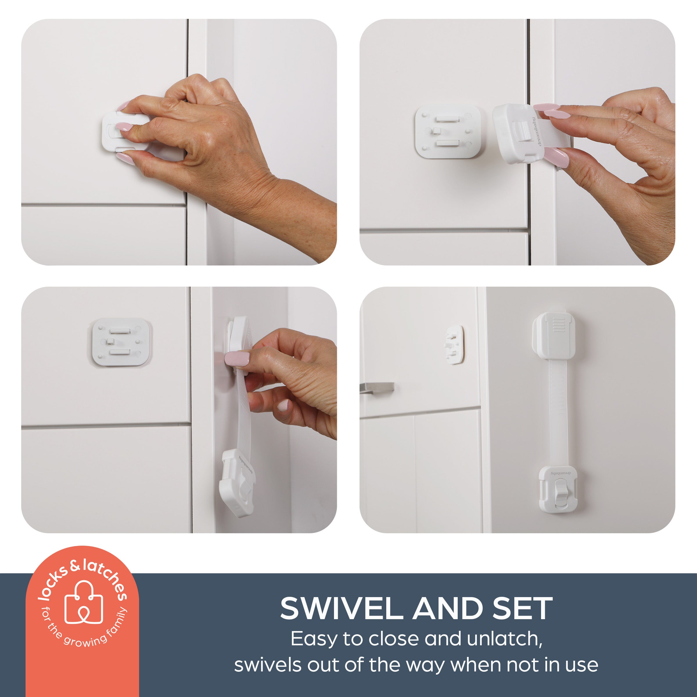 Multi-Purpose Swivel Adapta-Latch Pack -5 White