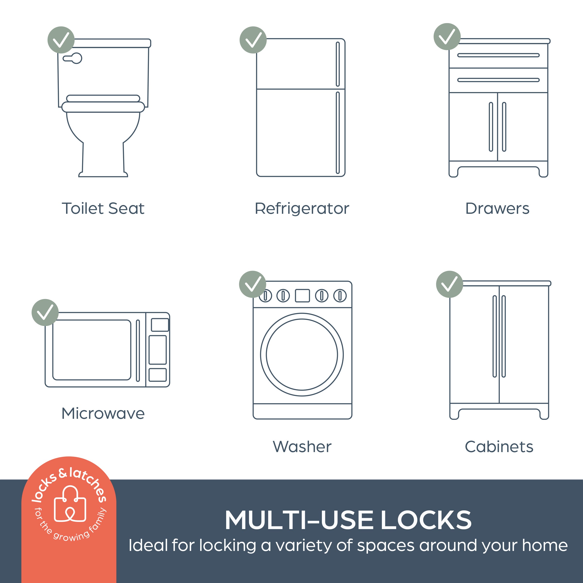 Multi-Purpose Swivel Adapta-Latch 5 Pack White