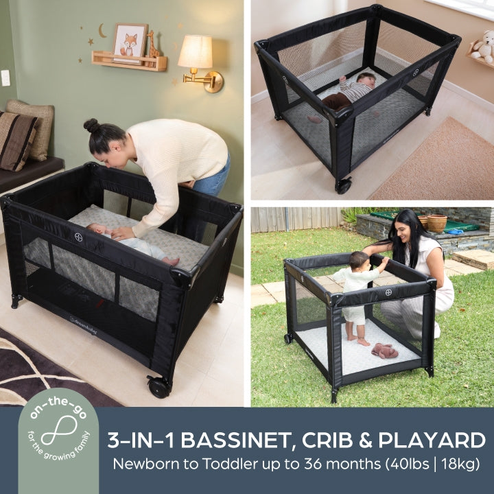 Haven Playard with Bassinet - Black Rainbow