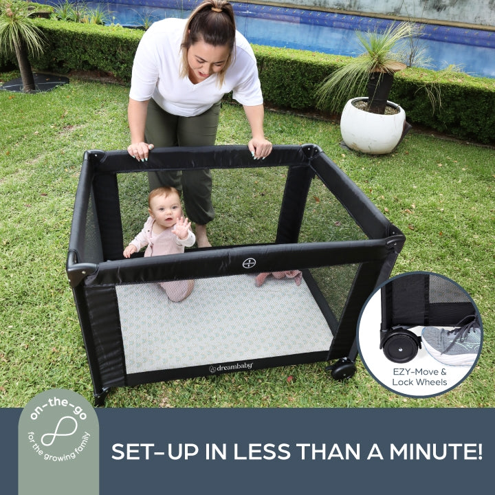 Haven Playard with Bassinet - Black Rainbow
