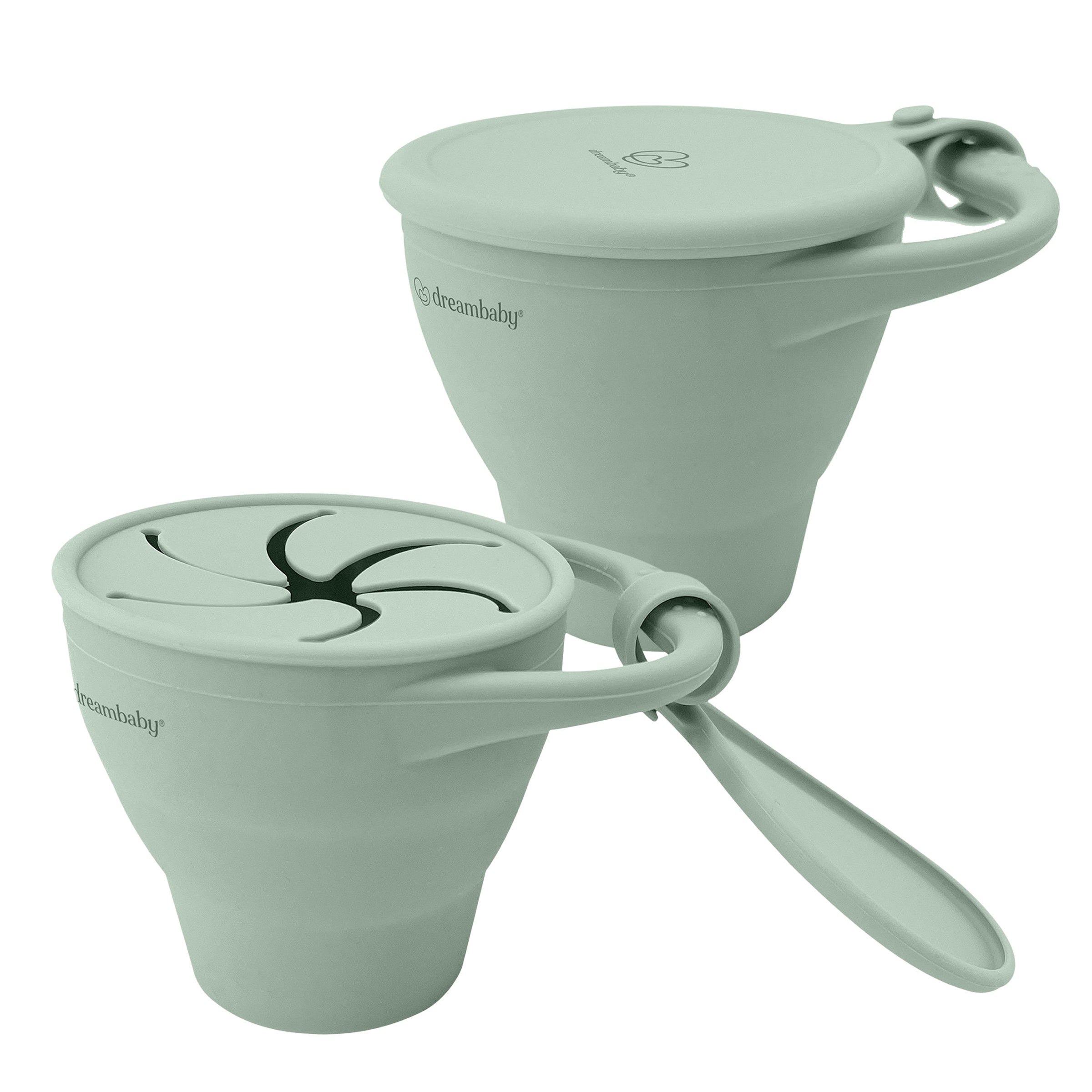 Silicone Pop-Up Snack Cup Seafoam 2 Pack