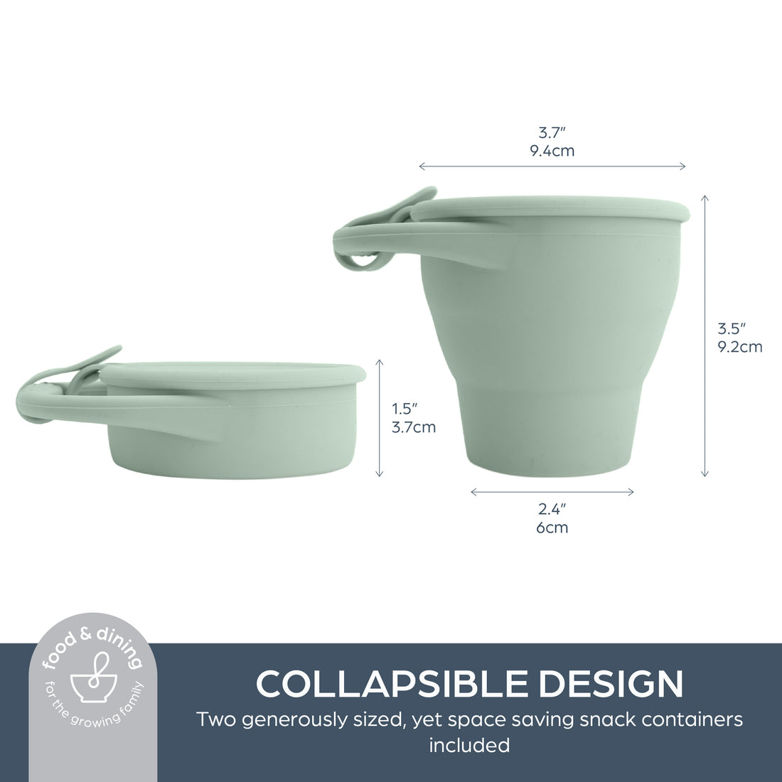 Silicone Pop-Up Snack Cup Seafoam 2 Pack