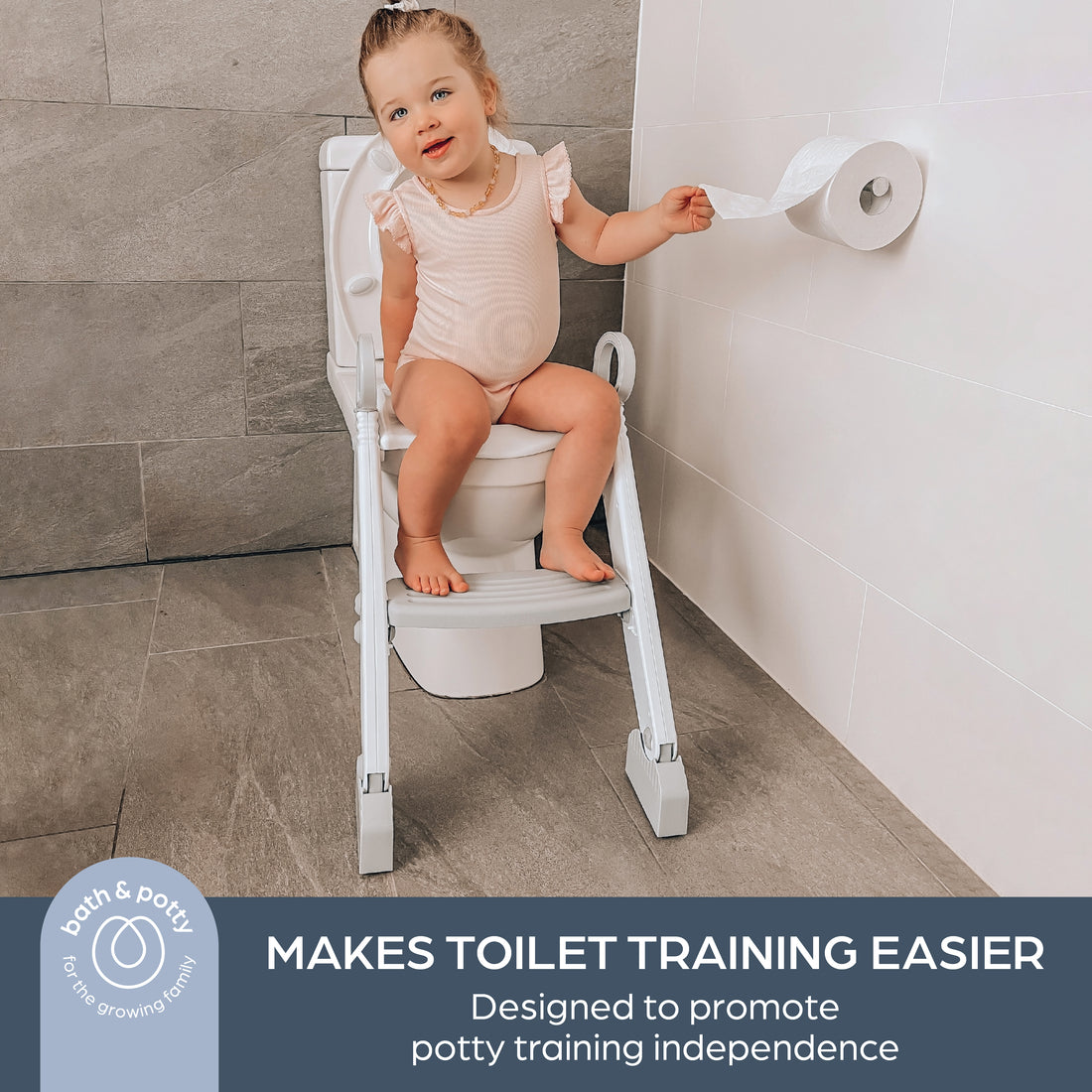 Step Up Toilet Trainer with Ladder - Grey
