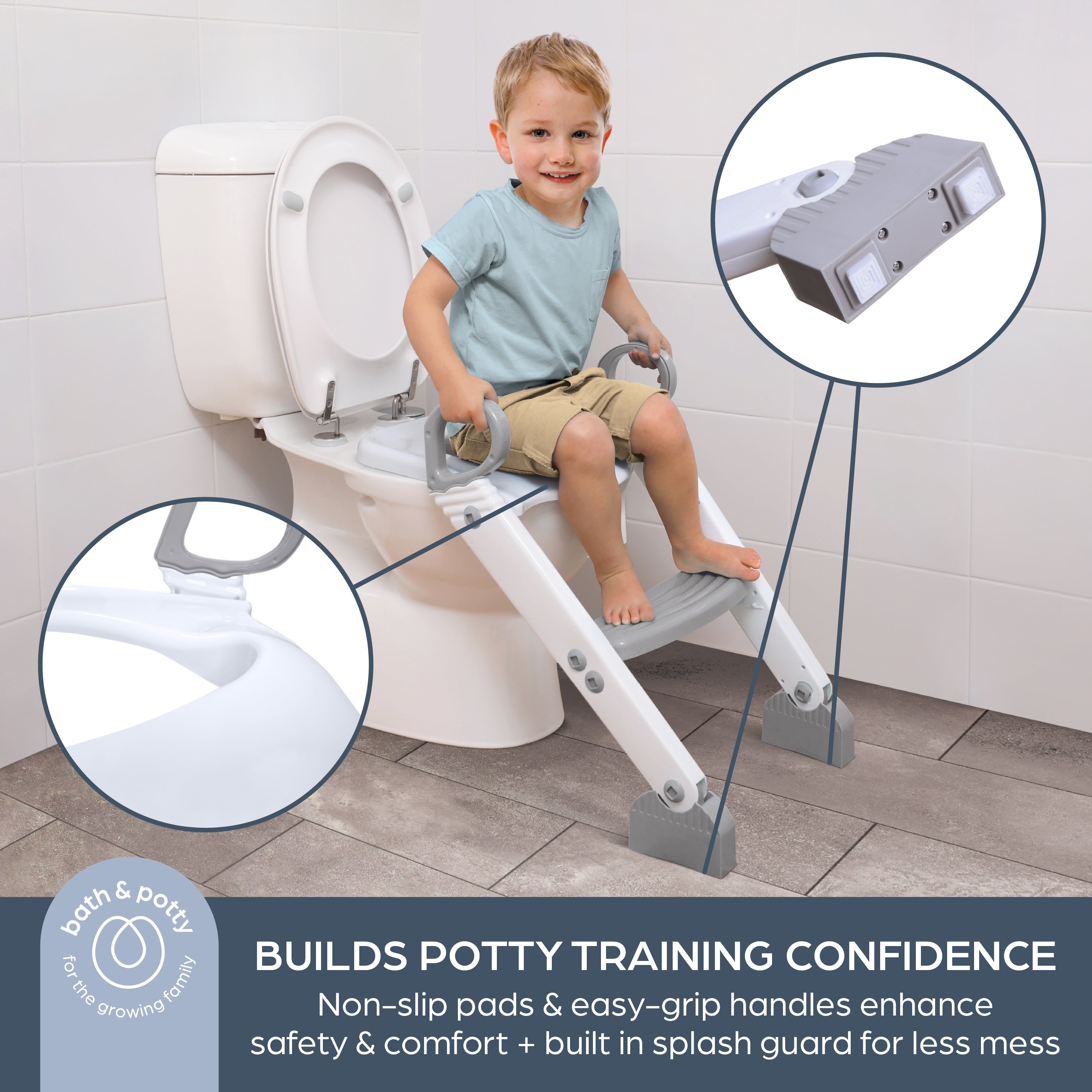 Step Up Toilet Trainer with Ladder - Grey