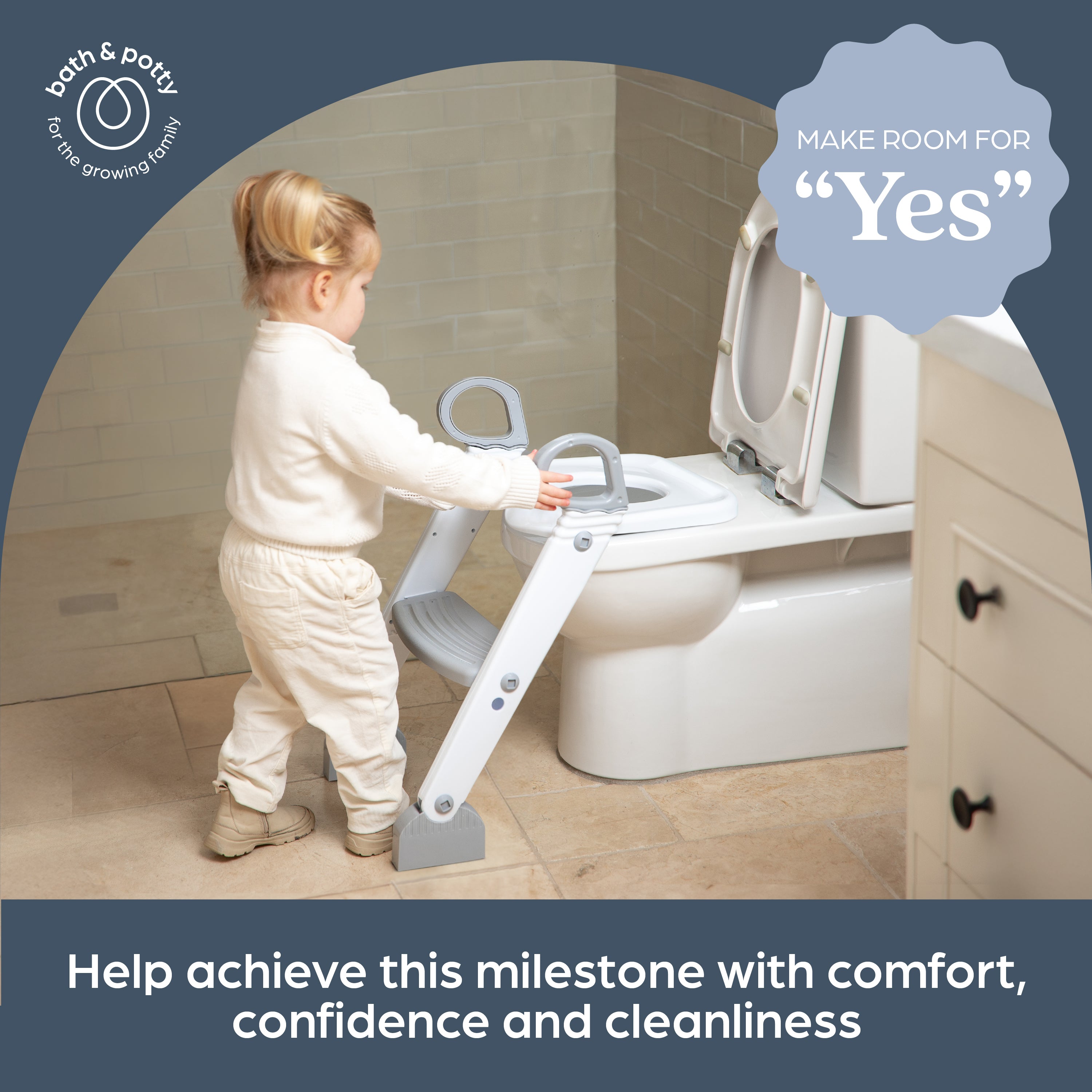 Step-Up Toilet Topper - Grey/White