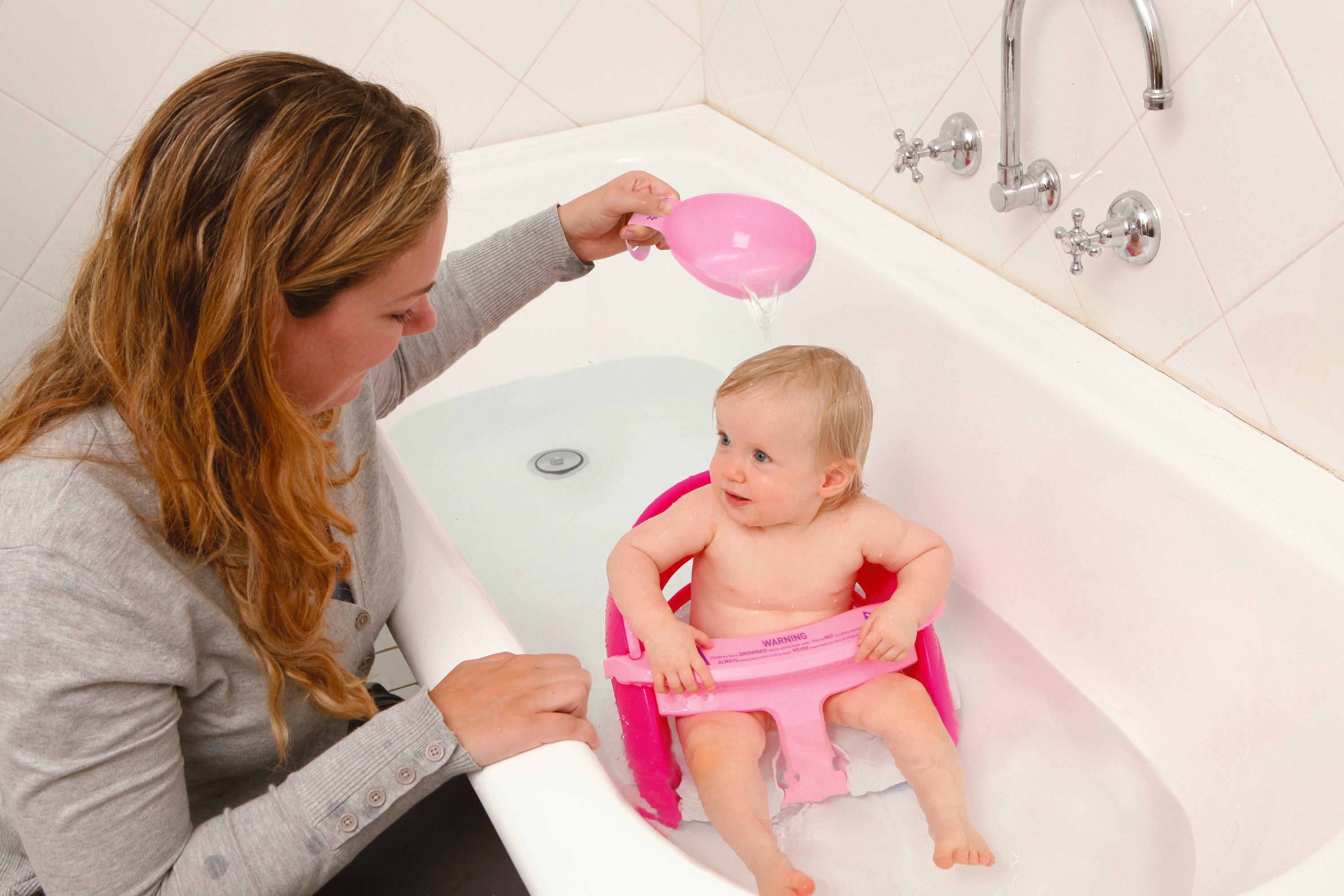 Premium Bath Seat With Water Scoop - Pink