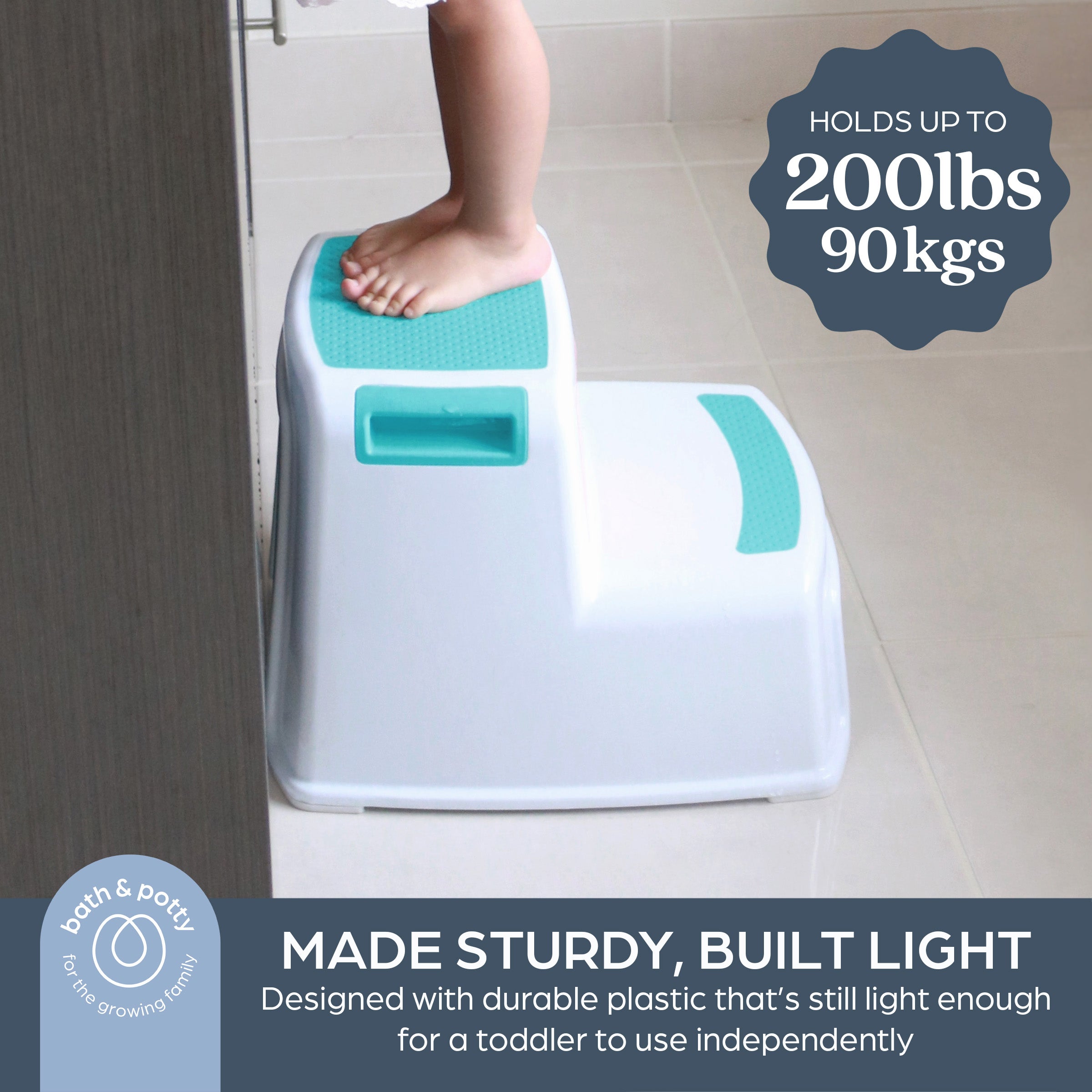 2-Up Step Stool Aqua & White