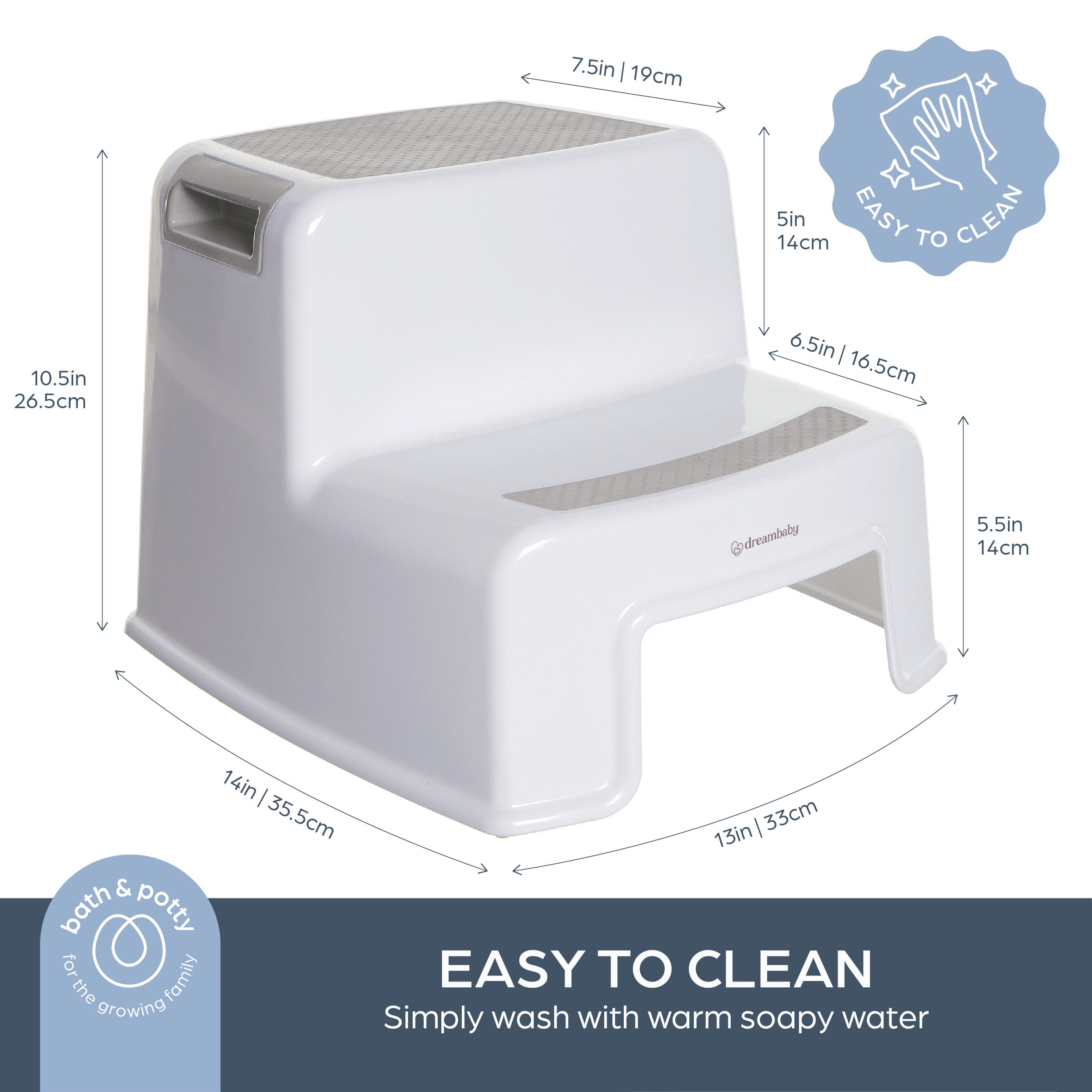 2-Up Step Stool Grey & White