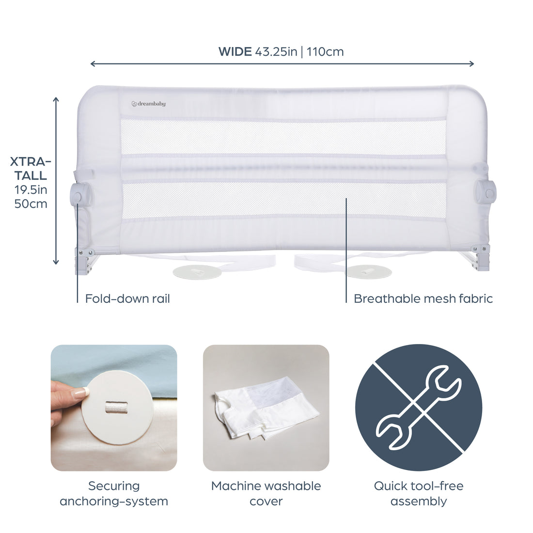 Dallas Bed Rail - White