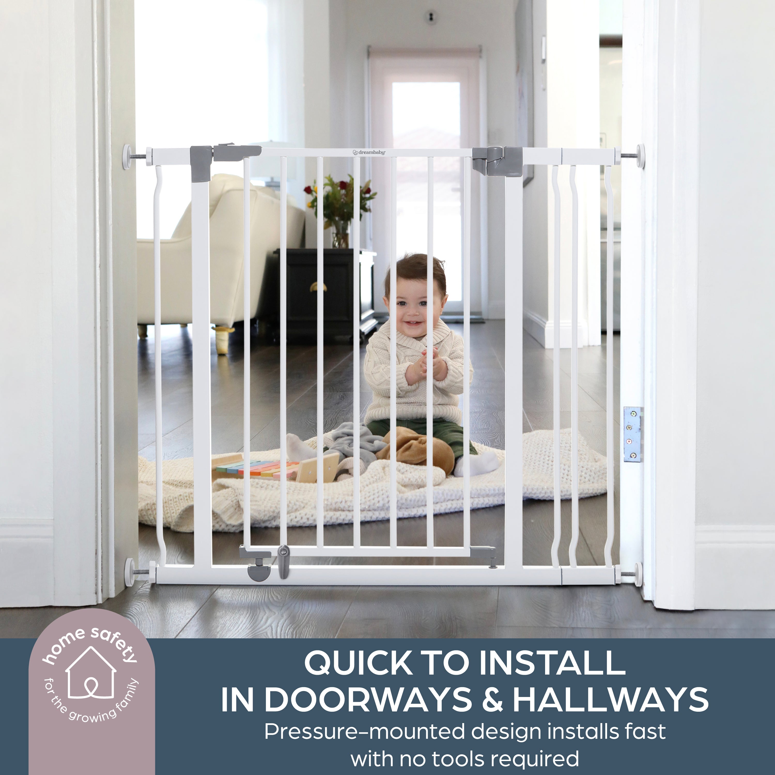 Liberty 29.5-36.5In Easy Close Metal Baby Safety Gate - White