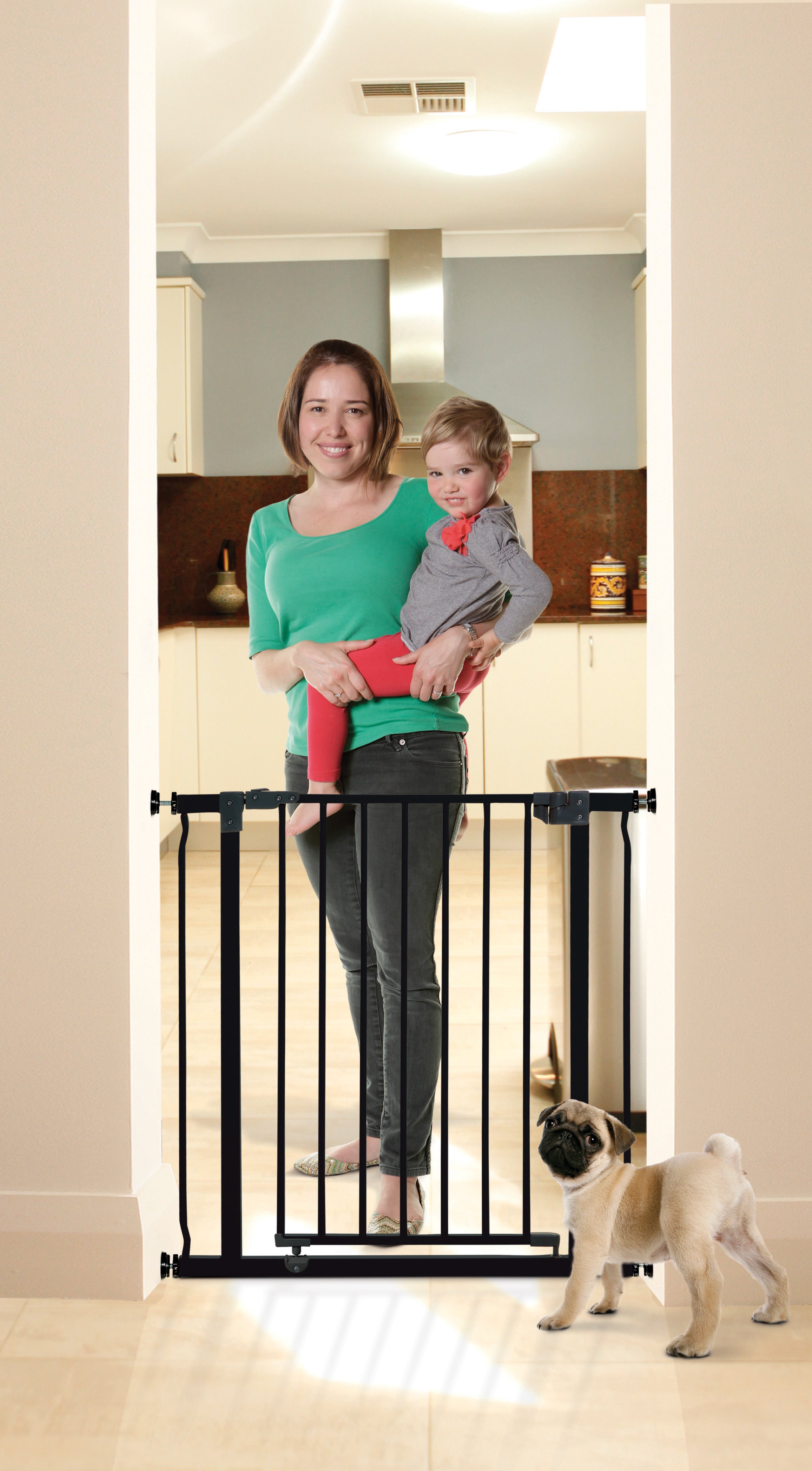 Liberty Security Gate With Smart Stay-Open Feature- Black