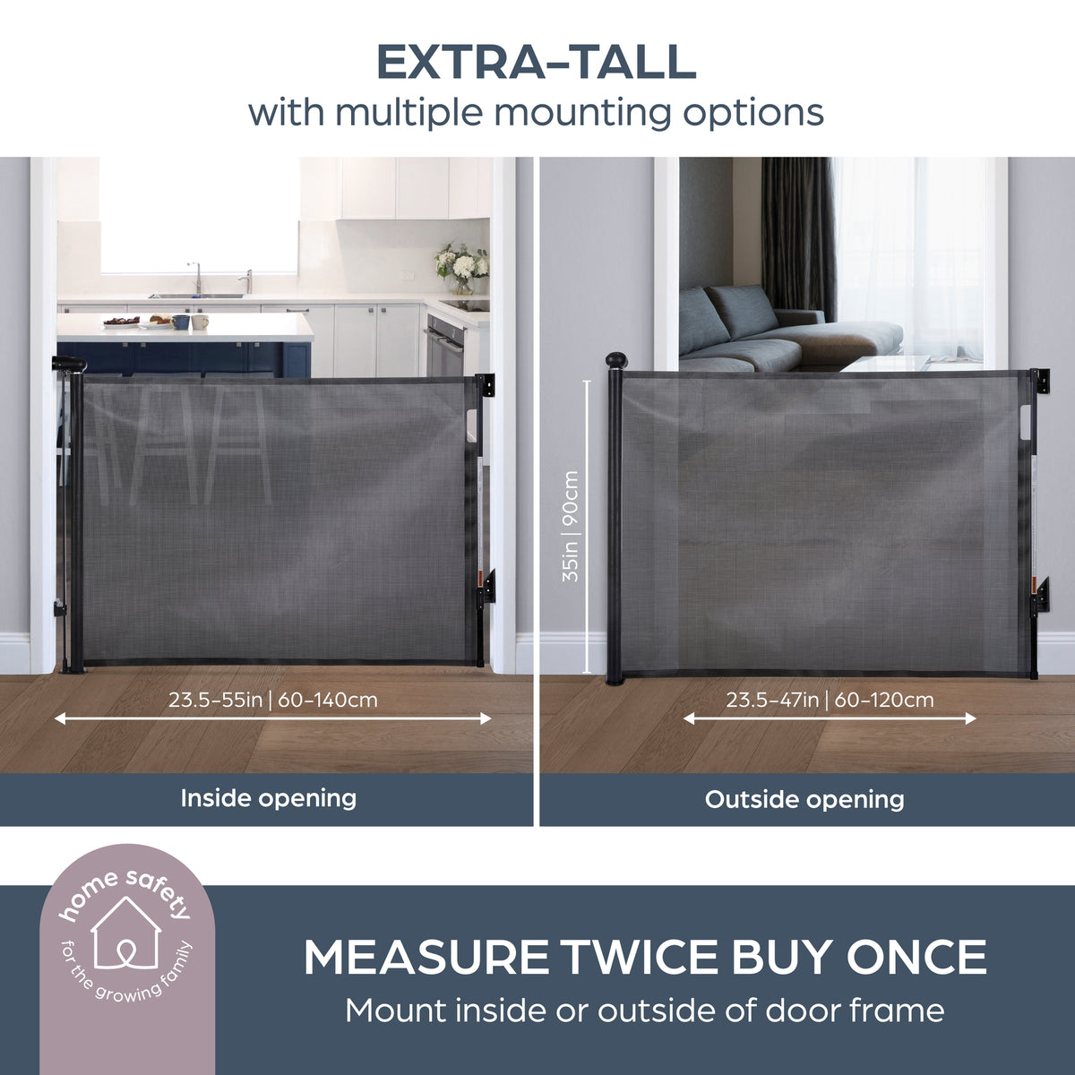 Dreambaby Glide ‘N Hide Extra Tall Retractable Baby Gate - Black