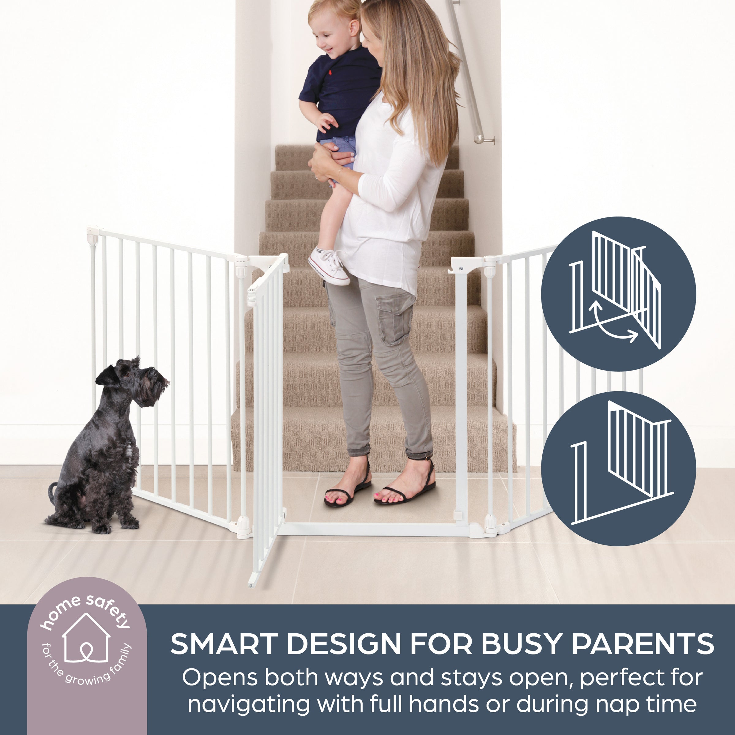 Dreambaby Discovery 76.5" Extra Wide 3 Panel Adapta-Gate® - White