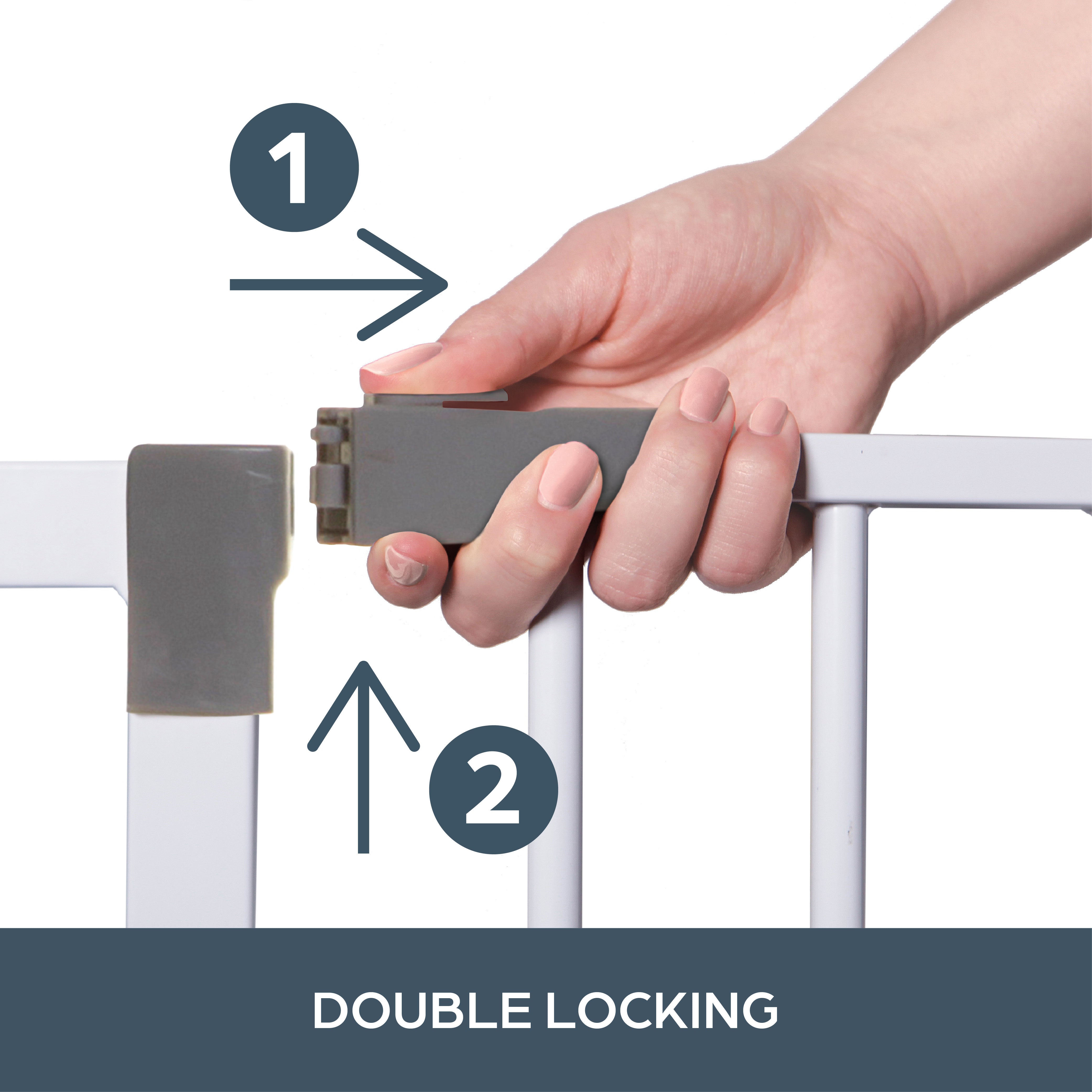 Liberty Extra Wide 39-42In Easy Close Metal Baby Safety Gate - White