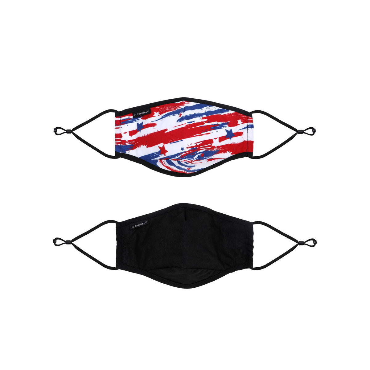 Reusable Face Masks 2 Pack - Adult - Stars & Stripes + Black