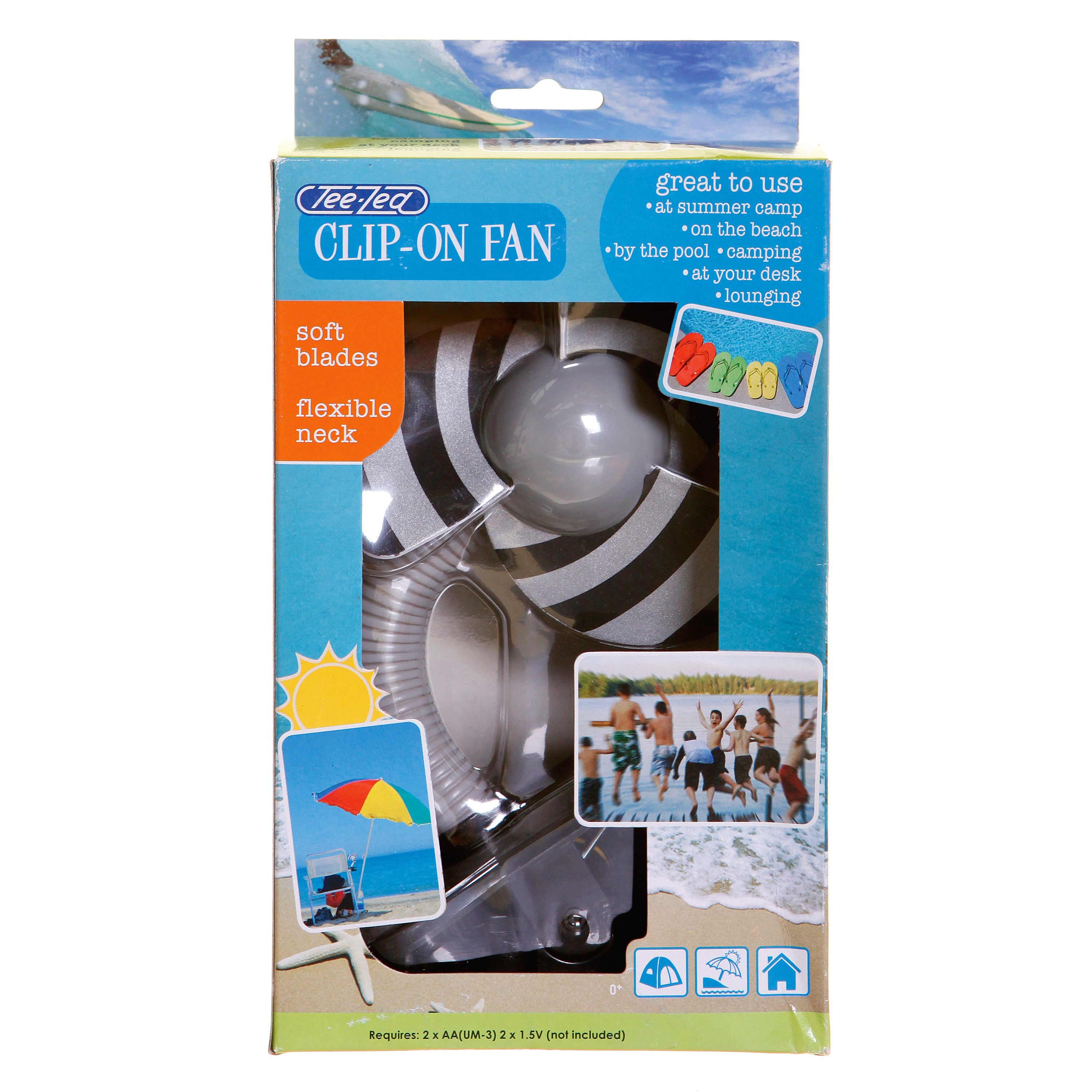 Clip On Fan - Grey And Silver Stripe