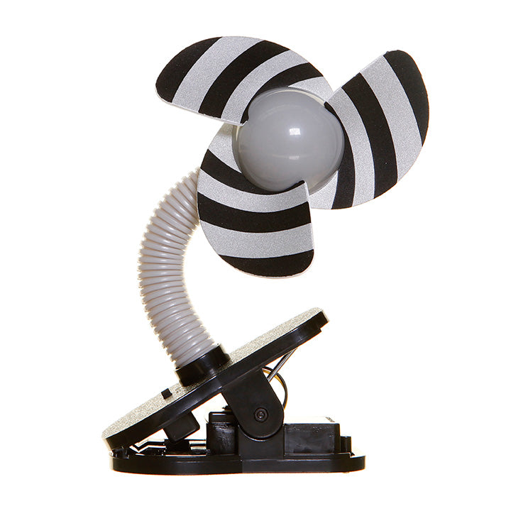 Clip On Fan - Grey And Silver Stripe