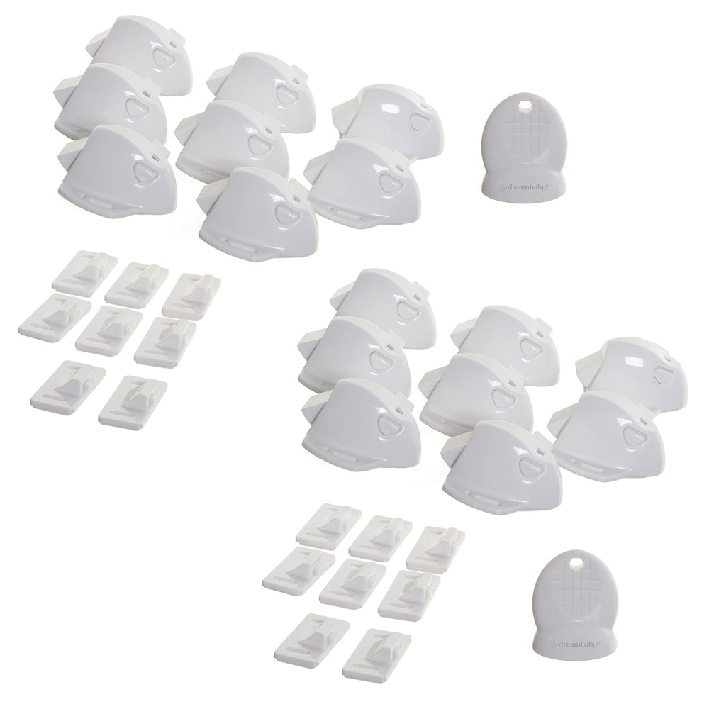 2-Pack Bundle: Adhesive Mag Lock - 8 Locks and 1 Key x 2