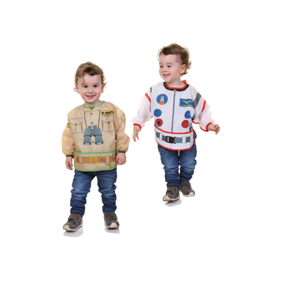 Character Bibs/Smocks With Sleeves 2Pk Astronaut/Zookeeper