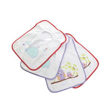 Pullover Bibs - 4 Pack Owls and Whales