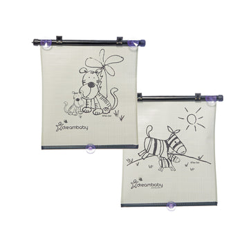 Adjustable Tiger And Zebra Car Window Shade Roll-Up 2-Pack