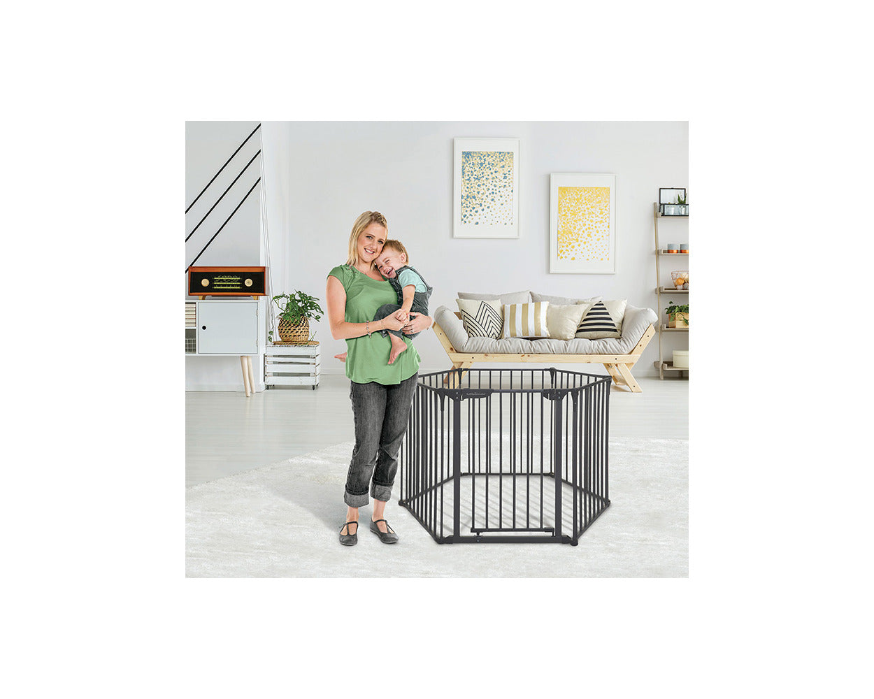 Little Chicks Oxford 3-In-1 Metal Play Yard Charcoal