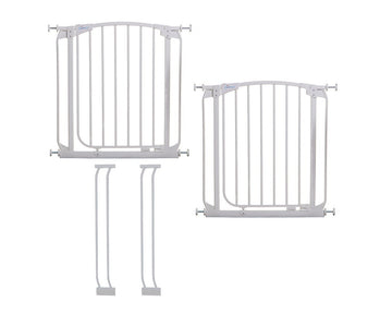 Chelsea White Safety Gate & Extension Set (2 Gates 2 Extensions)