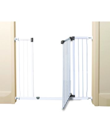 Liberty Extra Tall and Wide 39-42in Auto Close Metal Baby Gate - White